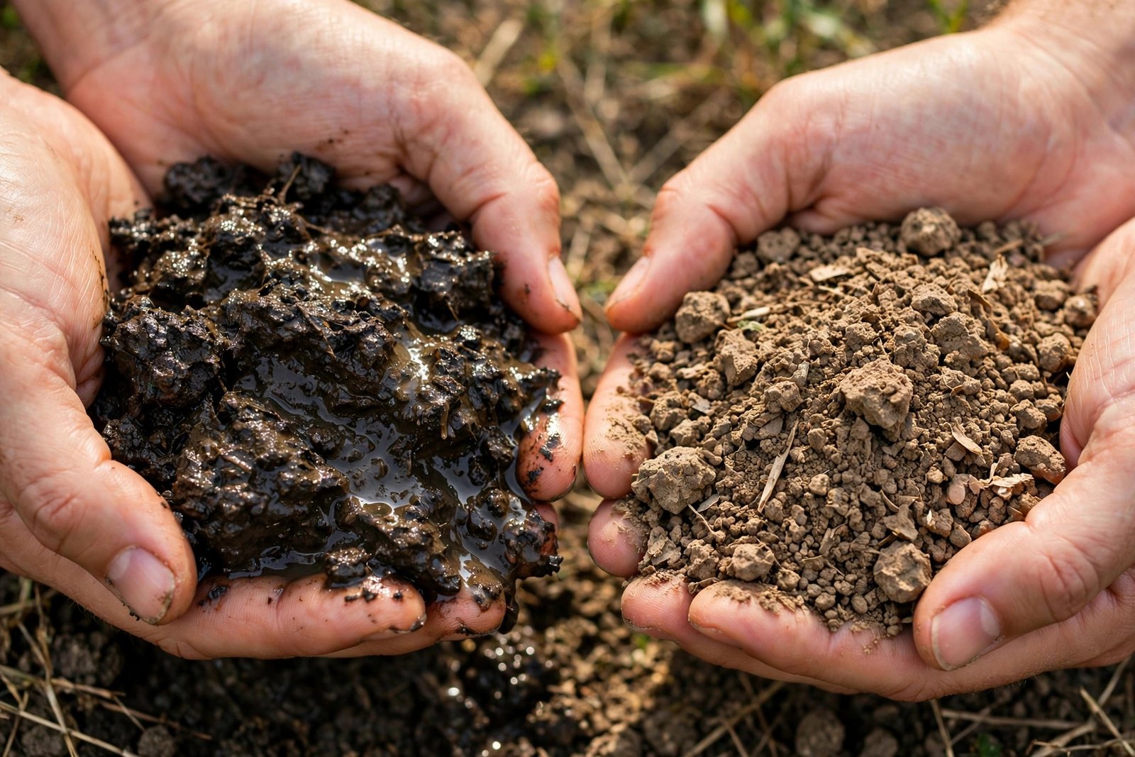 A hand checking soil moisture with a finger pushed into a plant pot